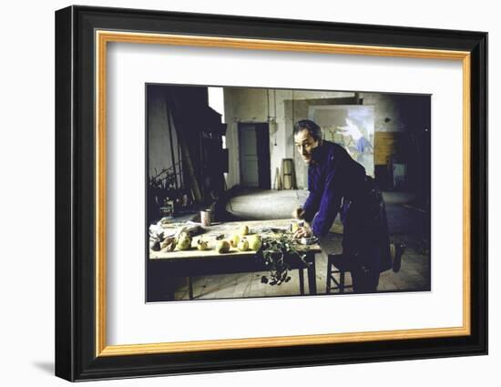 Painter Balthus at Work in His Studio in the Chateau de Chassy-Loomis Dean-Framed Photographic Print