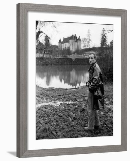 Painter Balthus Standing Outside Chateau de Chassy, Studio in Morvan, 200 Miles Southwest of Paris-Loomis Dean-Framed Premium Photographic Print