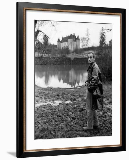 Painter Balthus Standing Outside Chateau de Chassy, Studio in Morvan, 200 Miles Southwest of Paris-Loomis Dean-Framed Premium Photographic Print