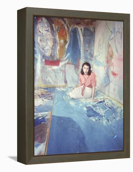 Painter Helen Frankenthaler Sitting Amidst Her Art in Her Studio-Gordon Parks-Framed Premier Image Canvas