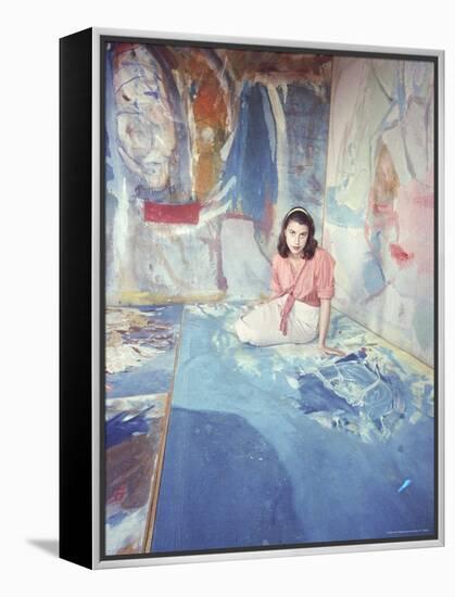 Painter Helen Frankenthaler Sitting Amidst Her Art in Her Studio-Gordon Parks-Framed Premier Image Canvas