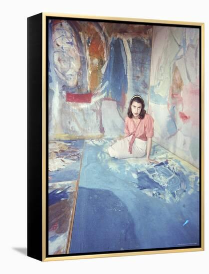 Painter Helen Frankenthaler Sitting Amidst Her Art in Her Studio-Gordon Parks-Framed Premier Image Canvas