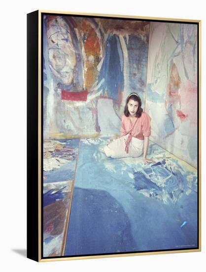 Painter Helen Frankenthaler Sitting Amidst Her Art in Her Studio-Gordon Parks-Framed Premier Image Canvas