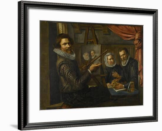 Painter in His Studio Painting the Portrait of a Married Couple-Herman van Vollenhoven-Framed Art Print