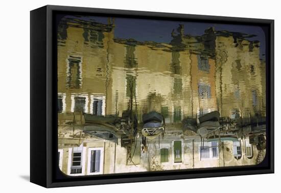 Painter is Reflected in River or Canal at Martigues, a Mediterranean Fishing Village-Walter Sanders-Framed Premier Image Canvas