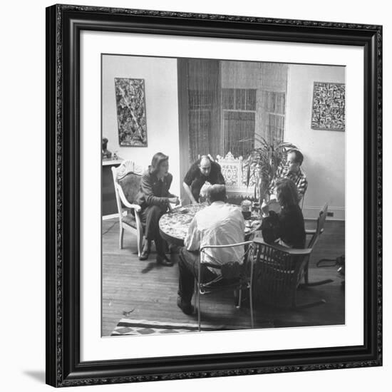 Painter Jackson Pollock Visiting with Guests-Martha Holmes-Framed Premium Photographic Print