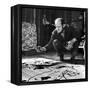 Painter Jackson Pollock Working in His Studio, Cigarette in Mouth, Dropping Paint Onto Canvas-Martha Holmes-Framed Premier Image Canvas