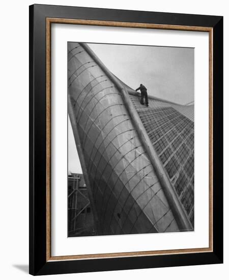 Painter on Walls of Philips Electrical Co. Exhibit, at Brussels World's Fair-Michael Rougier-Framed Photographic Print