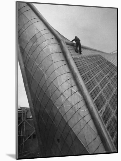 Painter on Walls of Philips Electrical Co. Exhibit, at Brussels World's Fair-Michael Rougier-Mounted Photographic Print