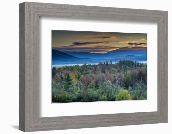 Painterly fall landscape with fog and fall foliage, Sugar Hill, White Mountains, New Hampshire-Howie Garber-Framed Photographic Print