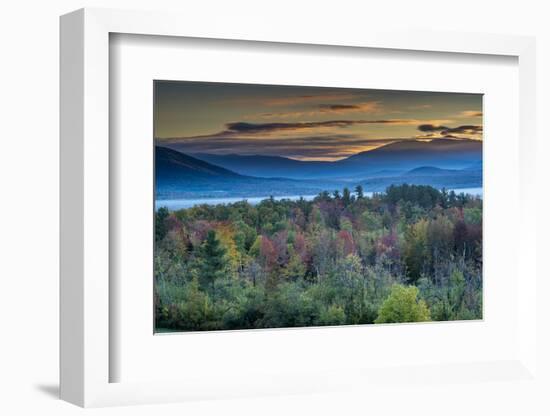 Painterly fall landscape with fog and fall foliage, Sugar Hill, White Mountains, New Hampshire-Howie Garber-Framed Photographic Print