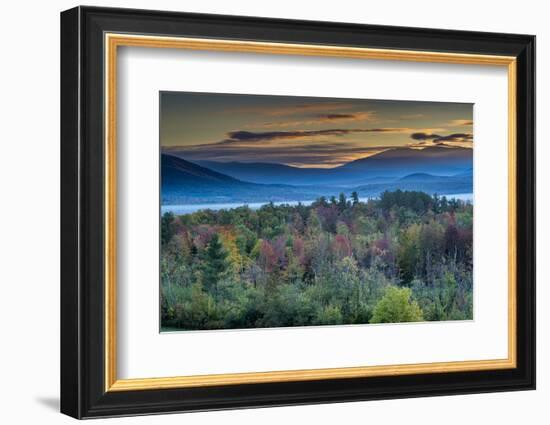 Painterly fall landscape with fog and fall foliage, Sugar Hill, White Mountains, New Hampshire-Howie Garber-Framed Photographic Print