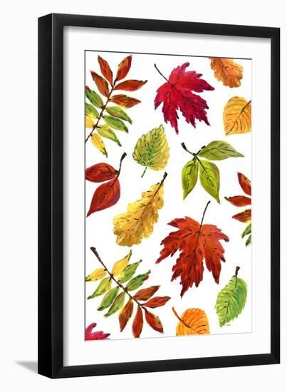 Painterly Fall Leaves-Rosana Laiz Blursbyai-Framed Giclee Print