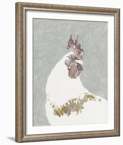 Painterly Portrait - Rooster-Aurora Bell-Framed Giclee Print