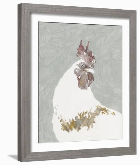 Painterly Portrait - Rooster-Aurora Bell-Framed Giclee Print