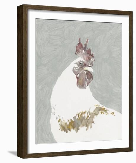 Painterly Portrait - Rooster-Aurora Bell-Framed Giclee Print