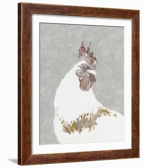 Painterly Portrait - Rooster-Aurora Bell-Framed Giclee Print