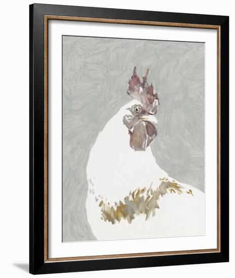 Painterly Portrait - Rooster-Aurora Bell-Framed Giclee Print