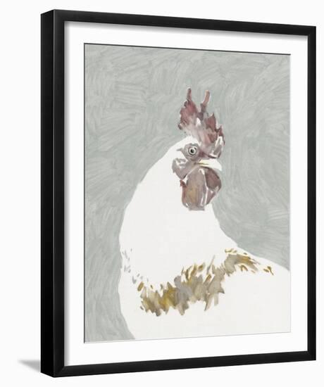 Painterly Portrait - Rooster-Aurora Bell-Framed Giclee Print