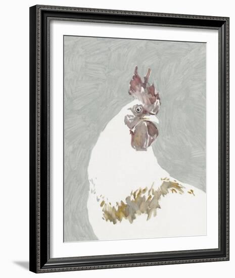 Painterly Portrait - Rooster-Aurora Bell-Framed Giclee Print