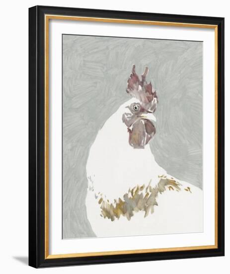 Painterly Portrait - Rooster-Aurora Bell-Framed Giclee Print