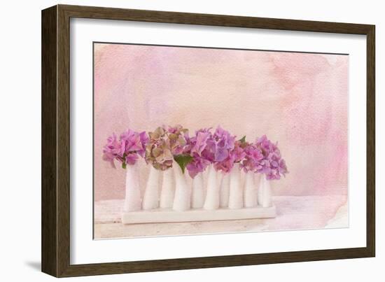 Painterly Textured Flower Still Life on Old Wooden Board-Anyka-Framed Photographic Print