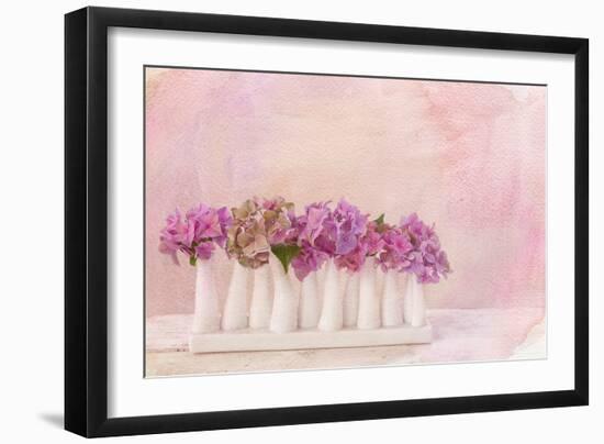 Painterly Textured Flower Still Life on Old Wooden Board-Anyka-Framed Photographic Print