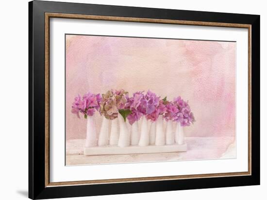 Painterly Textured Flower Still Life on Old Wooden Board-Anyka-Framed Photographic Print
