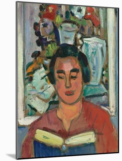Painting and Book (Portrait of Miss Jean Mccaig)-George Leslie Hunter-Mounted Giclee Print