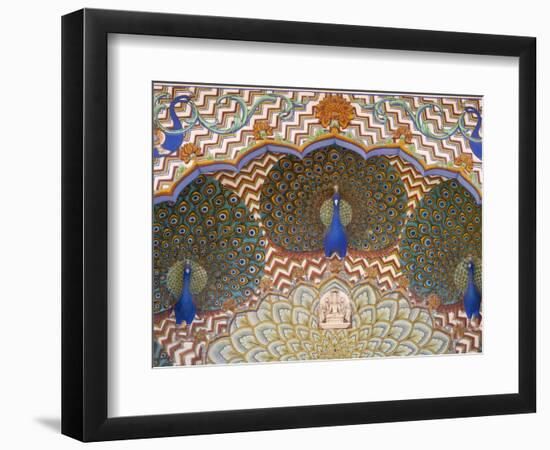 Painting and Interior Decoration in City Palace, Jaipur, Rajasthan, India-Keren Su-Framed Photographic Print