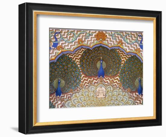 Painting and Interior Decoration in City Palace, Jaipur, Rajasthan, India-Keren Su-Framed Photographic Print