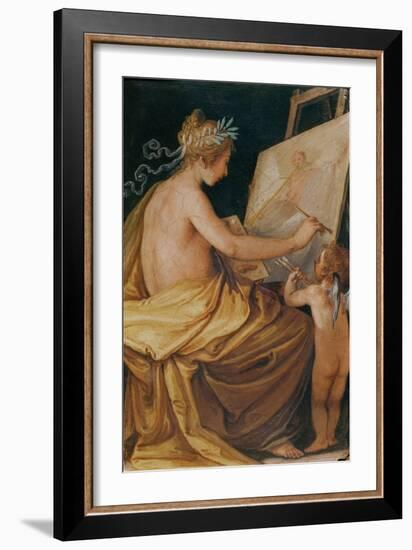 Painting, Assisted by a Cherub, Depicting Fame-Giovanni Mannozzi-Framed Giclee Print