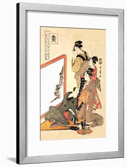 Painting at Home-Kitagawa Utamaro-Framed Art Print