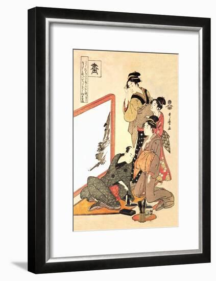 Painting at Home-Kitagawa Utamaro-Framed Art Print