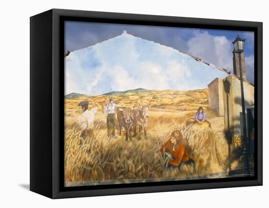 Painting by Pina Monne on Side of House, Tinnura Village, Sardinia-Ken Gillham-Framed Premier Image Canvas