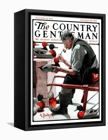 "Painting Decoys," Country Gentleman Cover, September 27, 1924-R. Bolles-Framed Premier Image Canvas