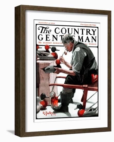 "Painting Decoys," Country Gentleman Cover, September 27, 1924-R. Bolles-Framed Giclee Print