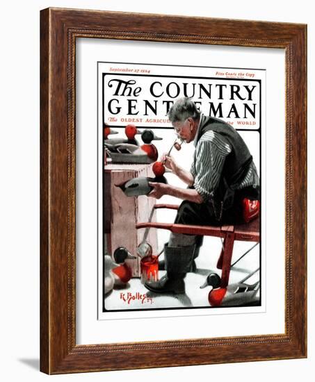 "Painting Decoys," Country Gentleman Cover, September 27, 1924-R. Bolles-Framed Giclee Print