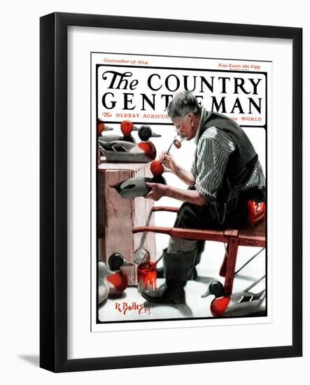 "Painting Decoys," Country Gentleman Cover, September 27, 1924-R. Bolles-Framed Giclee Print