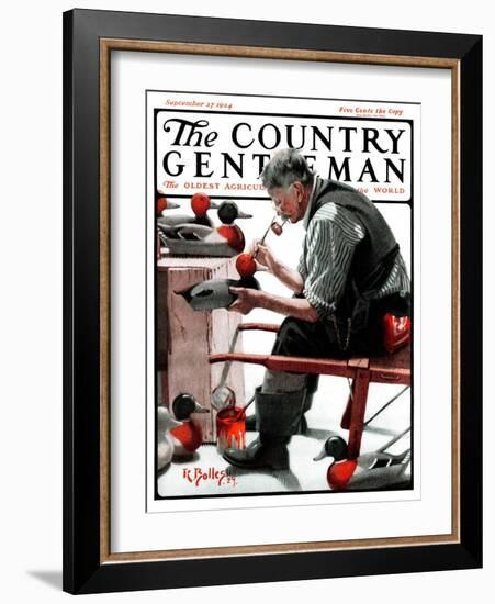 "Painting Decoys," Country Gentleman Cover, September 27, 1924-R. Bolles-Framed Giclee Print