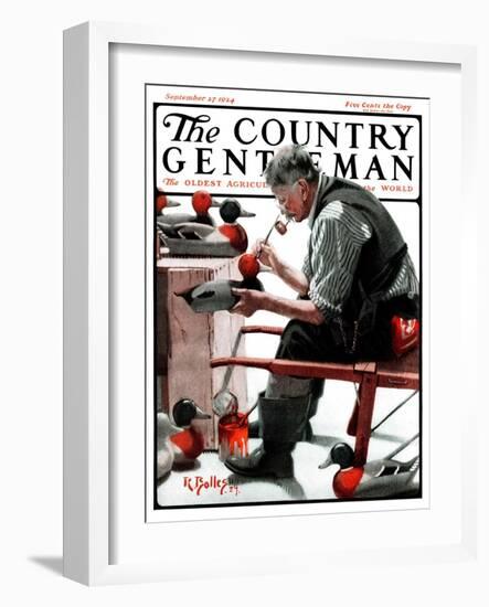 "Painting Decoys," Country Gentleman Cover, September 27, 1924-R. Bolles-Framed Giclee Print