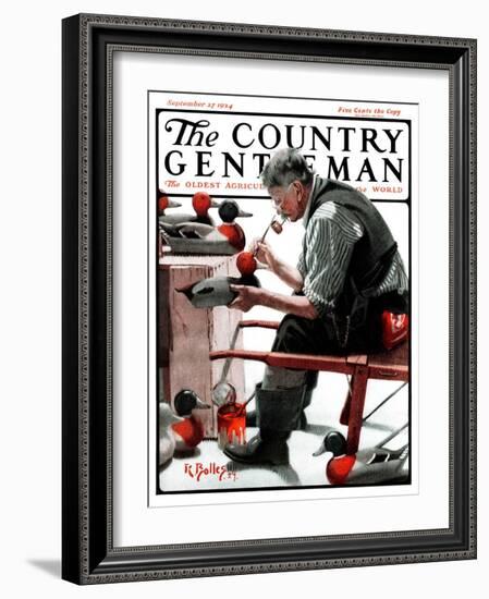 "Painting Decoys," Country Gentleman Cover, September 27, 1924-R. Bolles-Framed Giclee Print