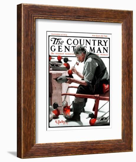 "Painting Decoys," Country Gentleman Cover, September 27, 1924-R. Bolles-Framed Giclee Print