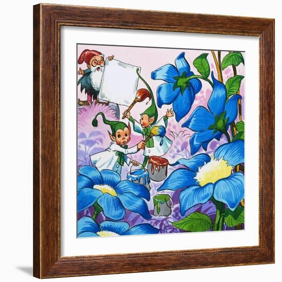 Painting Flowers-English School-Framed Giclee Print