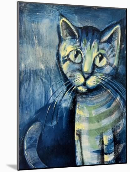 Painting Illustration of Blue Kitten-Igor Zakowski-Mounted Art Print