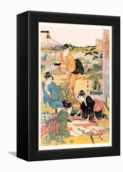 Painting in the Garden-Kitagawa Utamaro-Framed Stretched Canvas