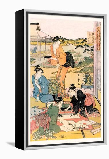 Painting in the Garden-Kitagawa Utamaro-Framed Stretched Canvas