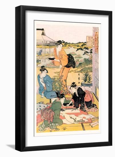 Painting in the Garden-Kitagawa Utamaro-Framed Art Print