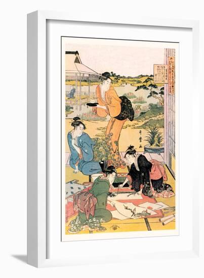 Painting in the Garden-Kitagawa Utamaro-Framed Art Print