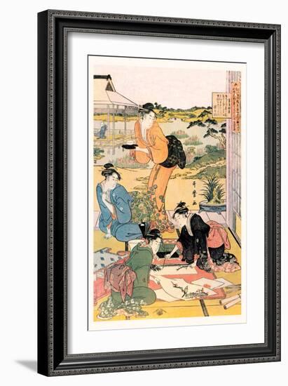 Painting in the Garden-Kitagawa Utamaro-Framed Art Print